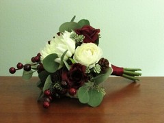 Silk Flower Winter WEDDING BOUQUET Chrysanthemum Ranunculus Roses Eucalyptus