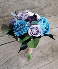 Lavender Blue Bridal Bouquet Purple Sola Wood Bridesmaid Custom Wedding Flowers