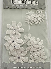 Celebrations Sparkle Paper Flower by Petaloo Glitter Daisies Wedding White 24 pc