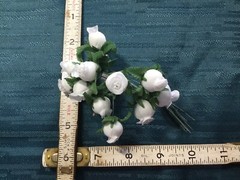 New – White Rose Buds Wedding Birthday Flowers DYI Craft – Set Of 12
