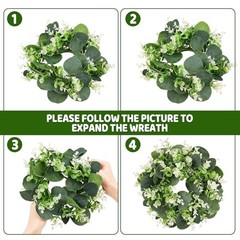 Pcs Artificial Eucalyptus Candle Rings Wreaths, 9 Inch 12 Eucalyptus Leaves03