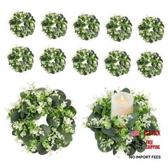 Pcs Artificial Eucalyptus Candle Rings Wreaths, 9 Inch 12 Eucalyptus Leaves03