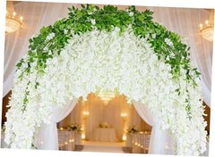 25Pcs Wisteria Hanging Flowers,3.6 Feet/Piece White 43.2 Inch White-25pcs