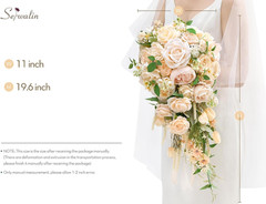 11 Inch Champagne Wedding Bouquets for Bride Bridesmaid, Artificial Rose Bridal