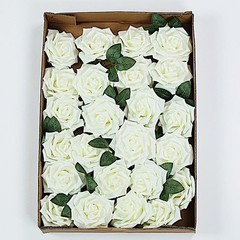 24 Ivory 5″ FOAM ROSE Flowers Stems Party Wedding Events Decorations Supplies