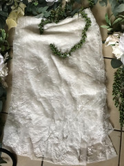 Arch Flowers with white lace drape for Wedding Ceremony Arbor with bride bag