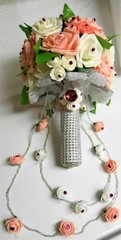 Bridal Bouquet Pink White Roses 2 Hanging Extensions Decoration Fuschia Silver