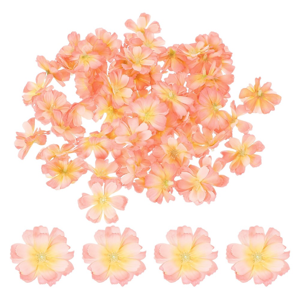 100Pcs Fake Silk Flower Heads Artificial Cherry Blossom Wedding Bright Red
