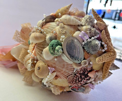 Custom Made Bridal Bouquet XL Multicolor Seashell Starfish Coastal Decor Boho XL