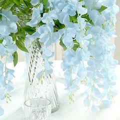 LiIGHT BLUE 44″ tall Silk Wisteria Flowers Hanging Vine Bush Wedding