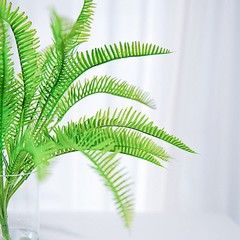 2 GREEN 19″ Faux Fern ARTIFICIAL LEAVES Greenery Stems Party Decorations