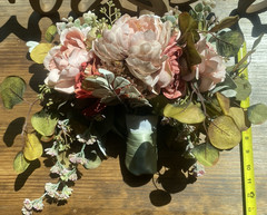 Beautiful Bridal Wedding Bouquet Budget Handmade Faux Flowers White-Pink Green