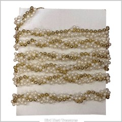 Lot of 2 – PEARL & GOLD TRIPLE TWISTED BEAD GARLANDS, 16’ Total—Wedding Decor