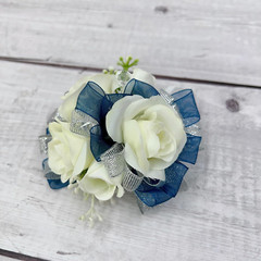 Ansuma Ivory Rose Flower Wrist Corsage Boutonniere Set Bridesmaid Wrist