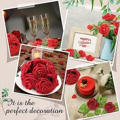 250 Pcs Artificial Roses Flowers Bulk Fake Rose with Stem Faux Bridal Burgundy
