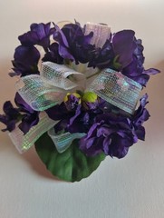 Hand Made wrist Corsage and boutonniere Set African violet blossoms