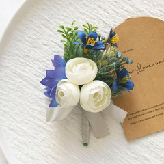 MAFELOE 2 Pieces Artificial Wrist Corsage Boutonniere Set, Grooms Groomsmen Brid