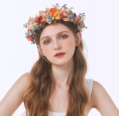 Vivivalue Women Floral Crown Boho Flower Headband 1 Count (Pack of 1),