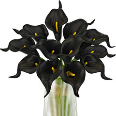 Artificial Calla Lily Flowers 12Pcs, Black | Wedding Bouquet Flower, Home Decora