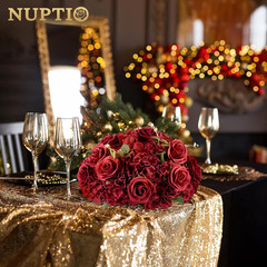 Burgundy Rose Flower Balls – 10 Pcs 15.7″ Faux Floral Arrangements for Weddings