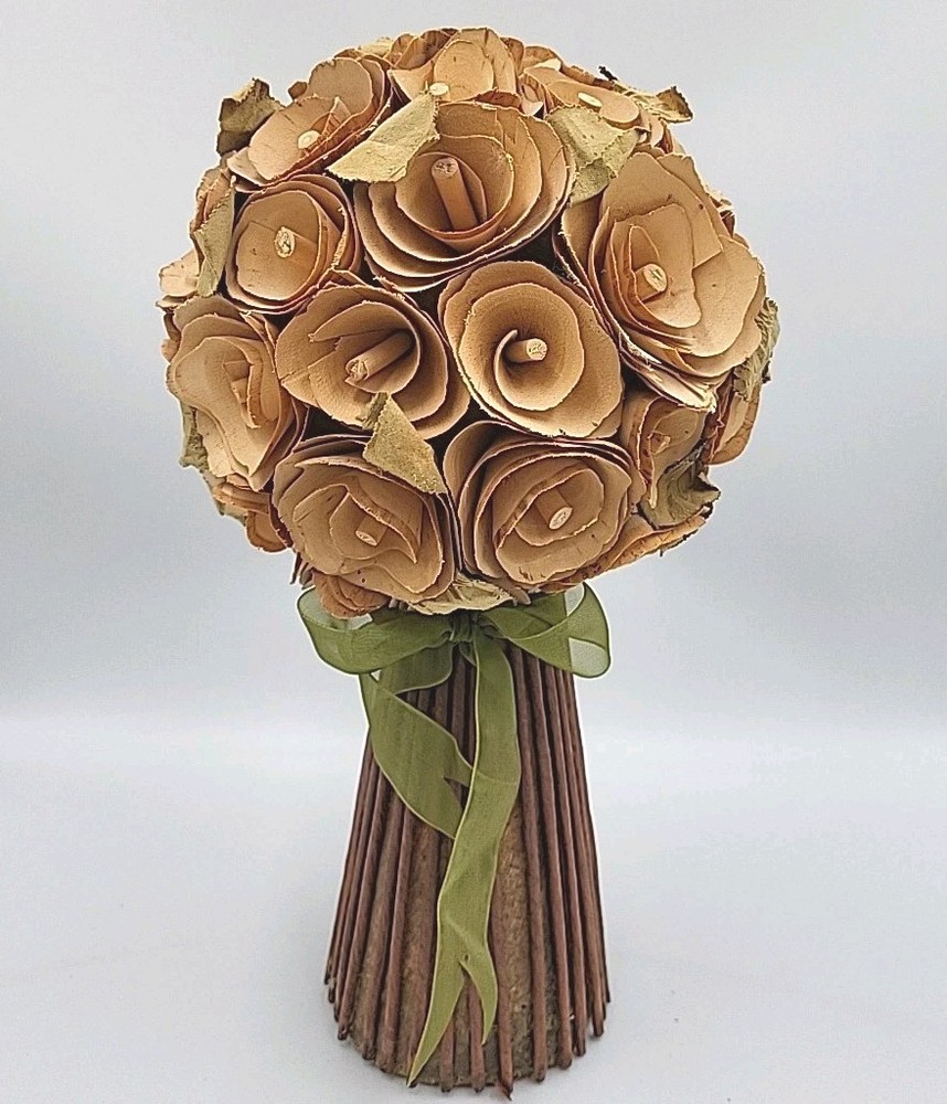 Artificial 13″ Wood Bouquet Floral / Wedding Decor w/ Ribbon