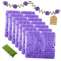 1000 Pcs 0.6 Inch Mini Fake Rose Head with Gauze Small Foam 15. Purple
