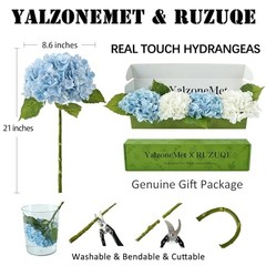 Hydrangea Artificial Flowers 4 Pcs 2 White 2 Light Blue 21 White Light Blue