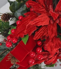 Christmas Poinsettia Waterfall Faux Silk Wedding Bouquet