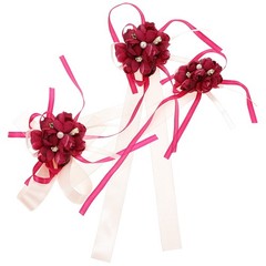 3 Pcs Wedding Flower Wristband Rustic Vintage Wristlet Bracelets for Prom Party