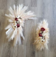 Pampas Grass Bridal Bouquet BOHO Burgundy Sola Wood Tan Cream Ivory Bridesmaid