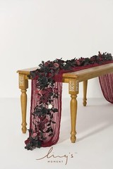 5FT Black Burgundy Artificial Flower Garland Fake Rose Leaves Floral Garland A..
