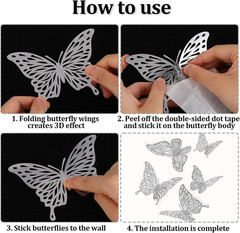 48Pcs Butterflies for Bouquets & Wall Decor – 4 Styles, 3 Sizes, Removable Butte