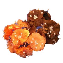 36 Silk Daisy Flower Favor Picks With Center Pearls – Brown