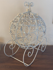 Cinderella Carriage Card Holder Wedding Centerpiece Pearl Decor 17×12 Elegant