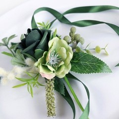 Bridal Flower Set Wrist Corsage and Boutonniere Set for Themed Special Occasion