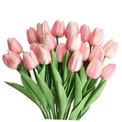 20pcs Artificial Tulips Flowers Fake Faux PU Tulip Bouquet Real Light Pink 20