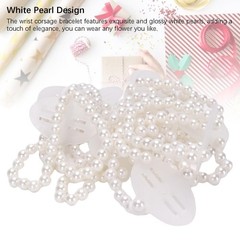 10 Pcs Pearl Wrist Corsage Bracelet Elegant White Pearl Elastic Wedding Band