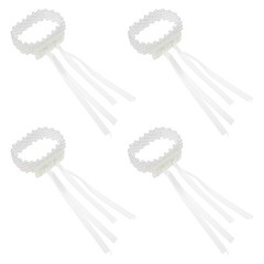 4 Pcs Wrist Flower Band Pearl Wristlet for Corsage Bracelet with Ribbon