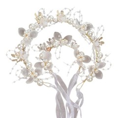 Elegant Flower Tiaras Hairband with Wrist Flower 2in1 Flower Girl Wedding Props