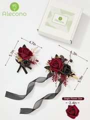 Elegant Burgundy Corsage and Boutonniere Set for Weddings & Proms – Silk Flowers