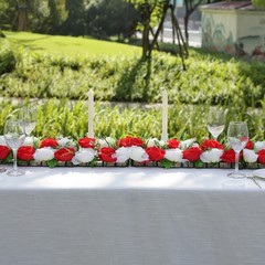 6 RED IVORY Silk Rose Flower Panels Artificial Floral Home Decorations