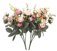 7 Branch1 Mini Rose Heads Artificial Flowers Bouquet Wedding Home 2 2 Pcs Pink