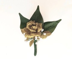 Gold Rose Pin Boutonniere Groom Best Man Prom Wedding Quinceanera Corsage Lapel