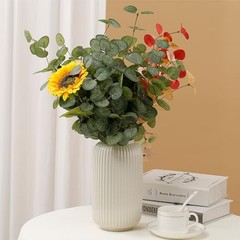 6 Bunches Artificial Eucalyptus Stems 24″ Faux Eucalyptus Leaves Green