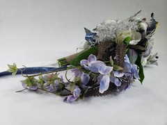 Bridal Bouquet 12 Inch Cascading Wedding Bouquet, Blue – WITH DEFECTS