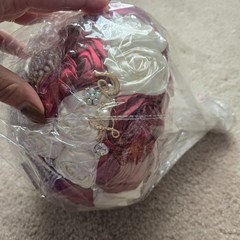Dark Red Ivory Bridal Bouquet Big Rhinestones Silk Hold Bouquet Luxury Brooch