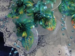 New Stunning Handmade Iridescent Peacock Teal and white Bridal Bouquet