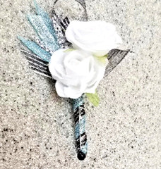 Blue/Green, Agua/Teal SILK Flower Wrist Corsage & Boutonniere Set, Prom wedding