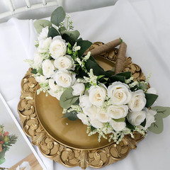 Set of 6 Bridesmaid Bouquets for Wedding – 7 Inch Artificial Ivory Flower Bouque