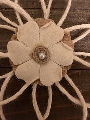 Handmade White Jute Burlap Pearl Loop Daisy Flower Wedding Bridal Cake Baby DIY